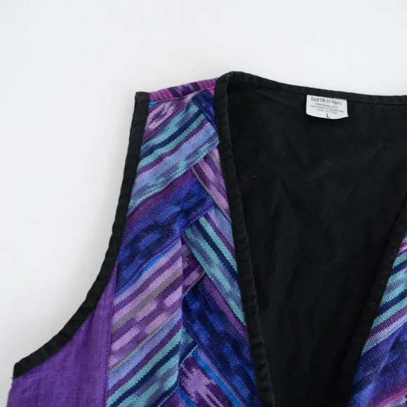 World Folk Art Imports Purple Aztec 100% Cotton Handmade Sleeveless Vest  LG - Picture 9 of 11
